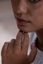 Load image into Gallery viewer, Sati Gold Ring with Green Amethyst
