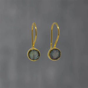 SMALL ROUND LABRADORITE AND GOLD DROP EARRINGS B7008 G