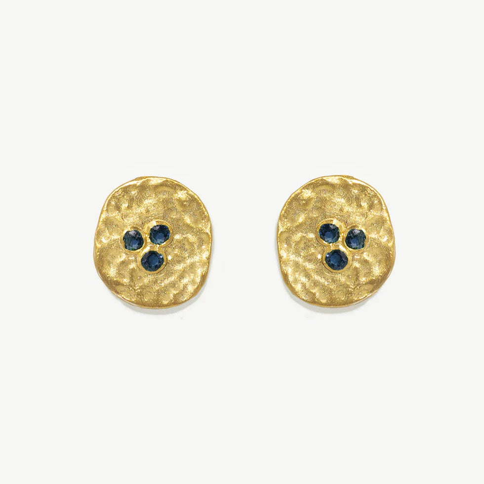 Keo Earrings Gold with Blue Stone