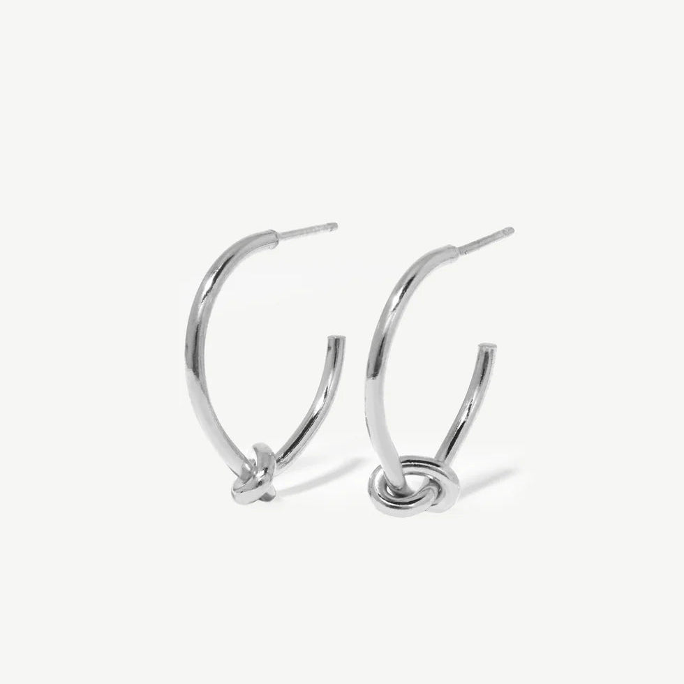 Averie Hoop Knot Earrings Silver
