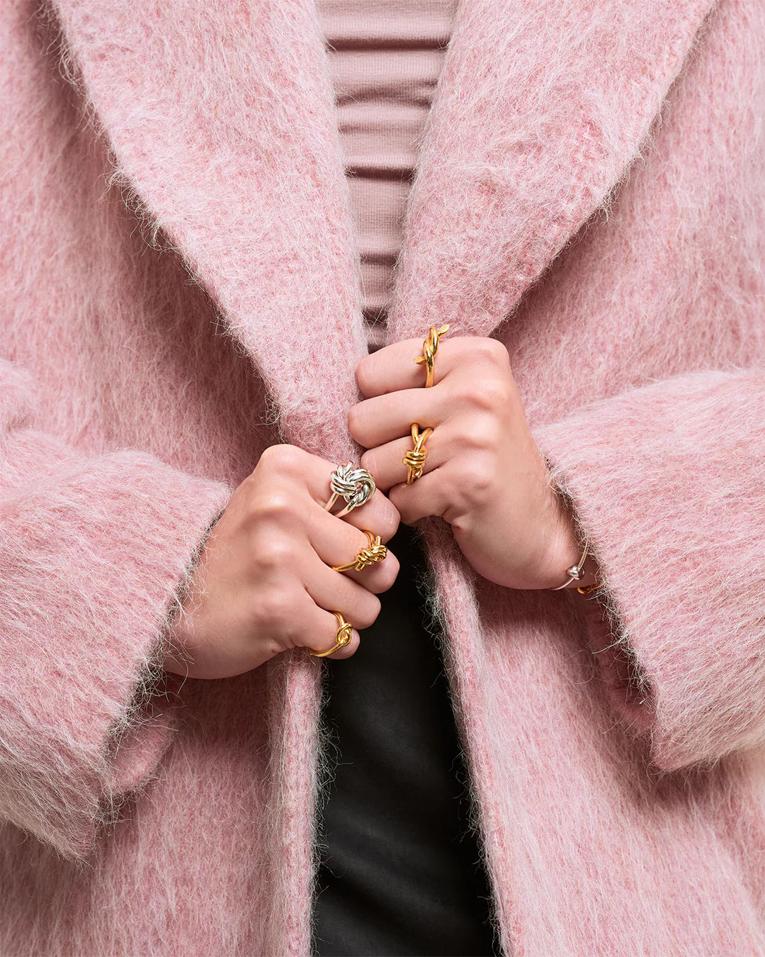 Anel Lisa Prateado Silver Knot Ring