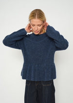 Load image into Gallery viewer, MosMosh Thora ONeck Frill Knit Jumper Ensign Blue
