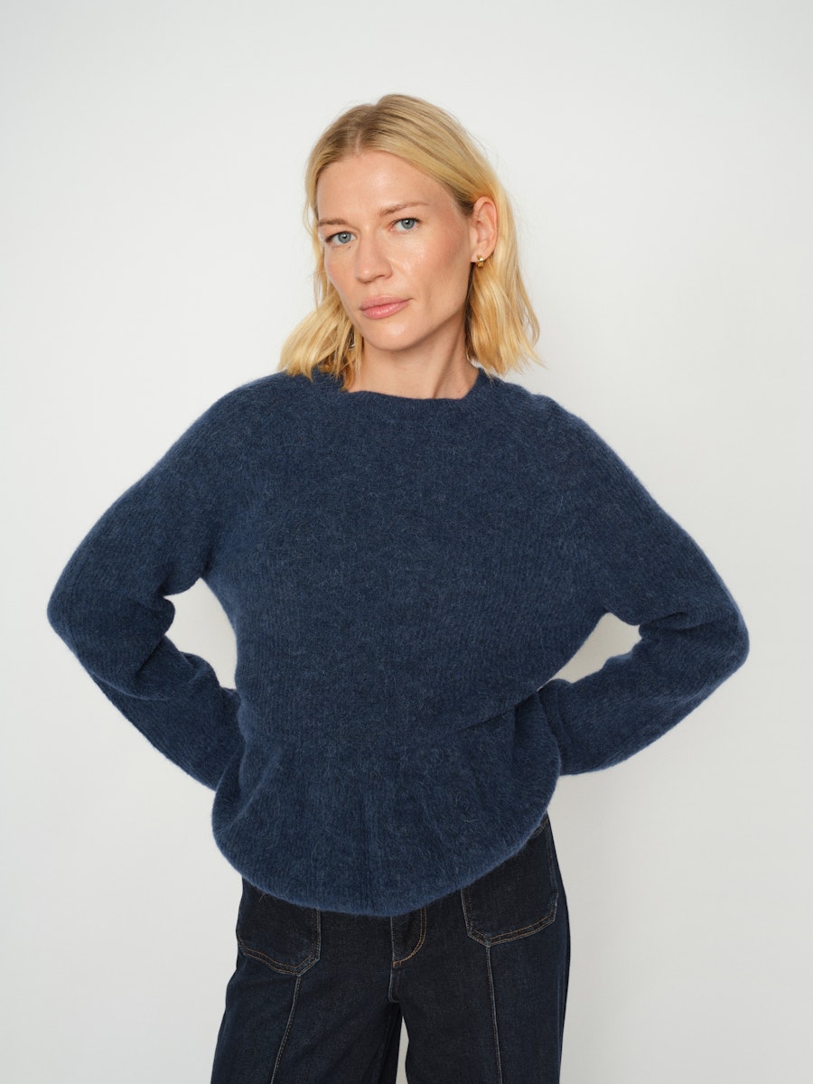 MosMosh Thora ONeck Frill Knit Jumper Ensign Blue
