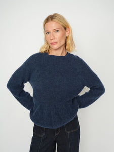 MosMosh Thora ONeck Frill Knit Jumper Ensign Blue