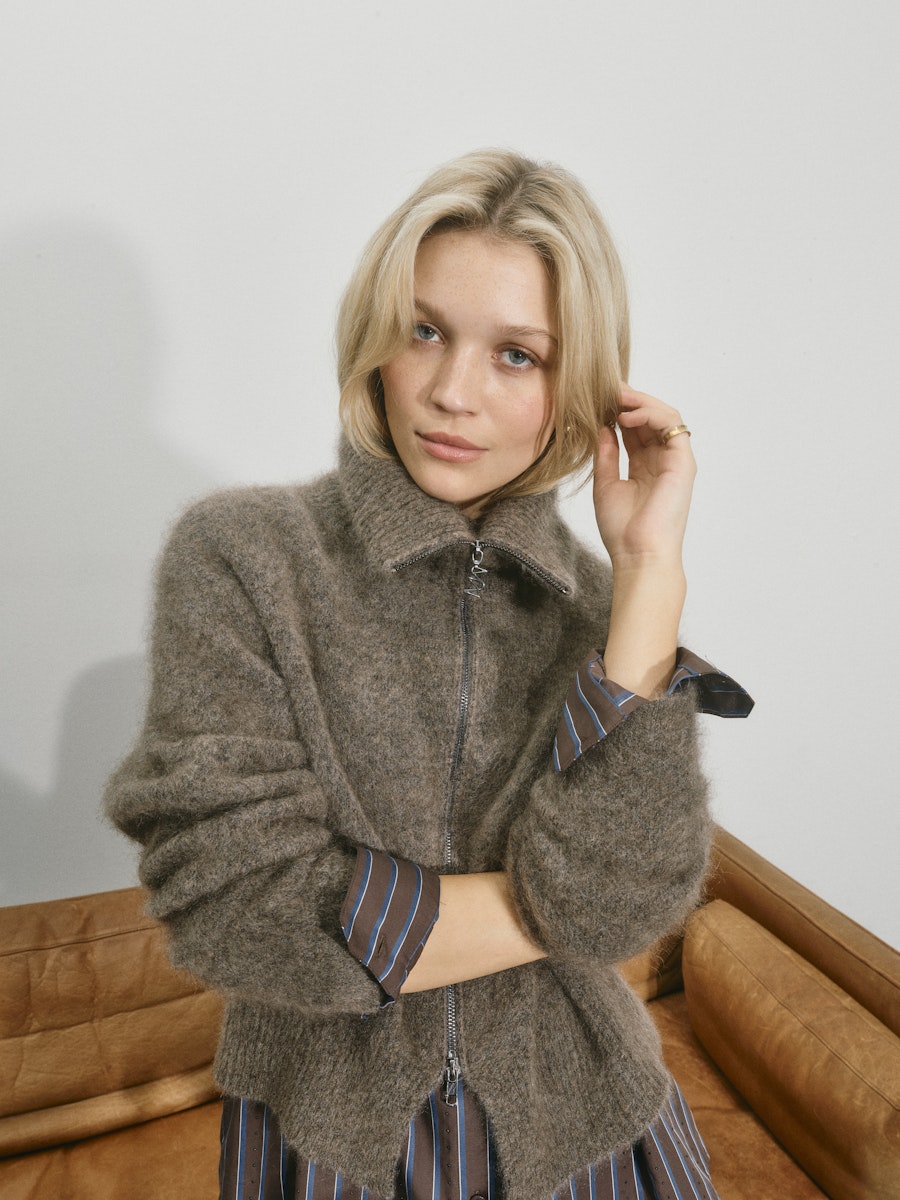 MosMosh Hulda Knit Zip Cardigan