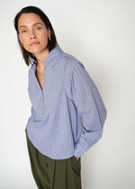 Load image into Gallery viewer, MosMosh Avent Yen Blouse Blue Stripe
