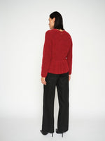 Load image into Gallery viewer, MosMosh Thora ONeck Frill Knit Jumper Rhythmic Red
