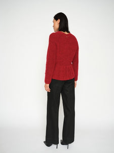 MosMosh Thora ONeck Frill Knit Jumper Rhythmic Red