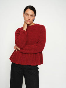 MosMosh Thora ONeck Frill Knit Jumper Rhythmic Red