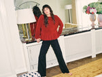 Load image into Gallery viewer, MosMosh Thora ONeck Frill Knit Jumper Rhythmic Red
