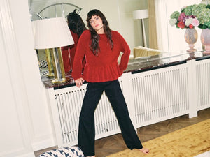 MosMosh Thora ONeck Frill Knit Jumper Rhythmic Red