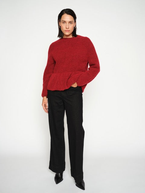 MosMosh Thora ONeck Frill Knit Jumper Rhythmic Red