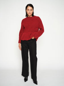 MosMosh Thora ONeck Frill Knit Jumper Rhythmic Red