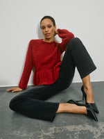 Load image into Gallery viewer, MosMosh Thora ONeck Frill Knit Jumper Rhythmic Red
