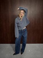 Load image into Gallery viewer, MosMosh Relee Buckle Back Jeans Dark Blue Length 32"
