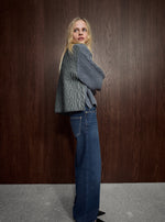 Load image into Gallery viewer, MosMosh Relee Buckle Back Jeans Dark Blue Length 32"
