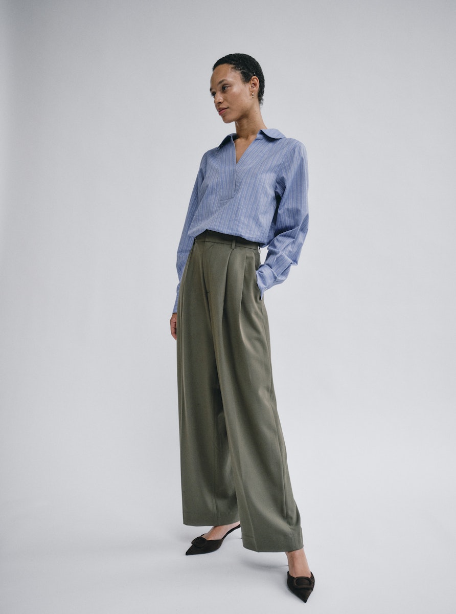 MosMosh Avent Yen Blouse Blue Stripe