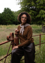 Load image into Gallery viewer, Chalk Martha Wool Roll Neck Jumper Bracken
