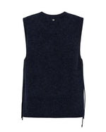 Load image into Gallery viewer, MosMosh Thora Tie Knit Vest Navy
