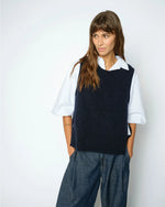 Load image into Gallery viewer, MosMosh Thora Tie Knit Vest Navy
