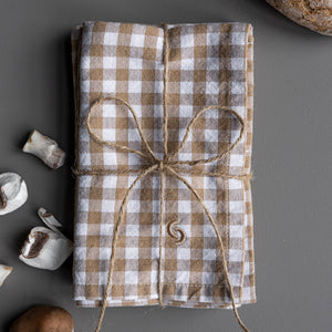 COTTON NAPKIN WITH SAND CHECK SET OF TWO