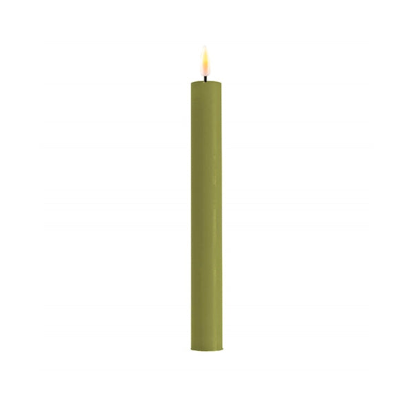 OLIVE GREEN PACK OF TWO LED DINNER CANDLES sizes available