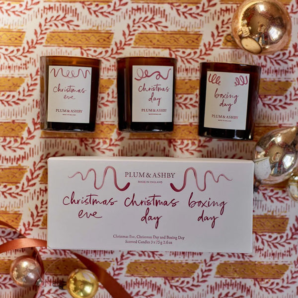 CHRISTMAS DAYS VOTIVE CANDLES SET OF THREE