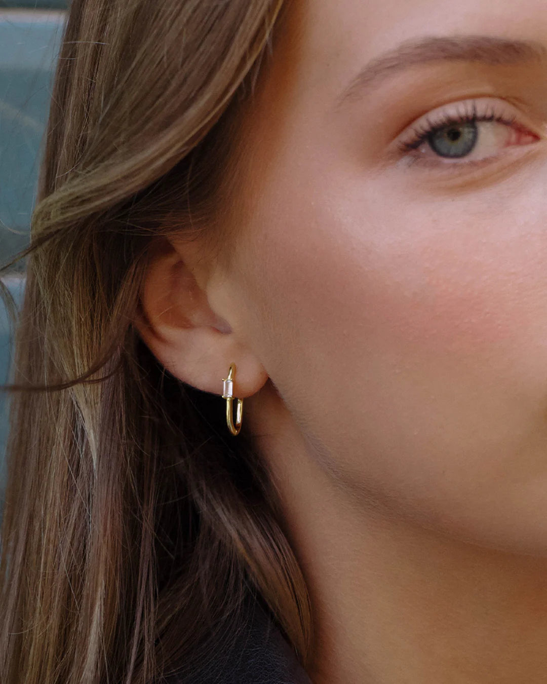 Ona Hoops with CZ Stone Earrings
