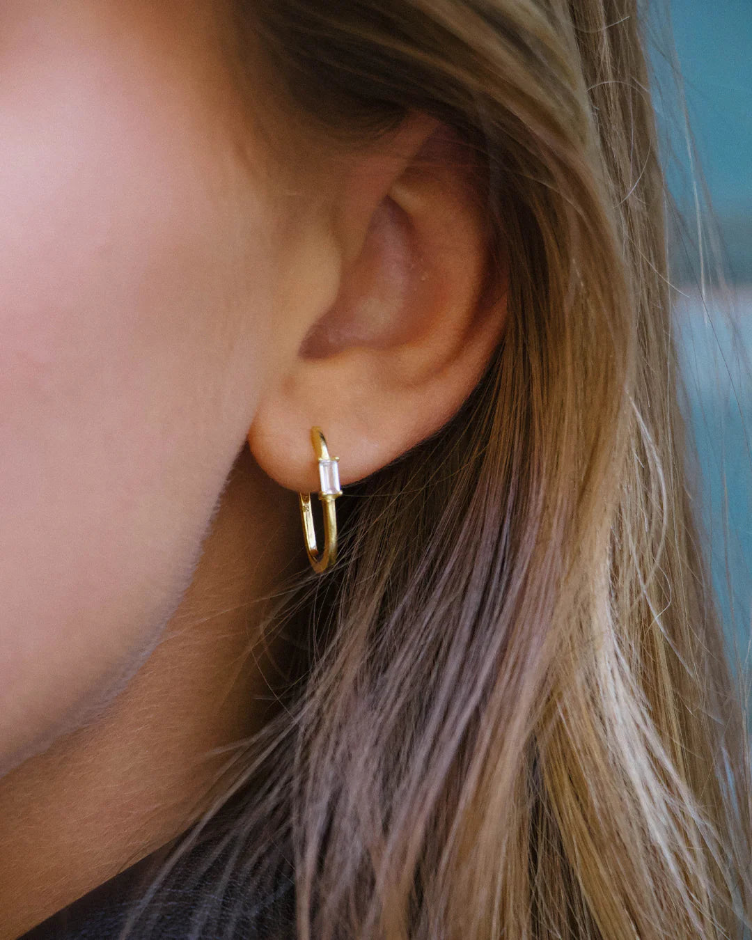 Ona Hoops with CZ Stone Earrings