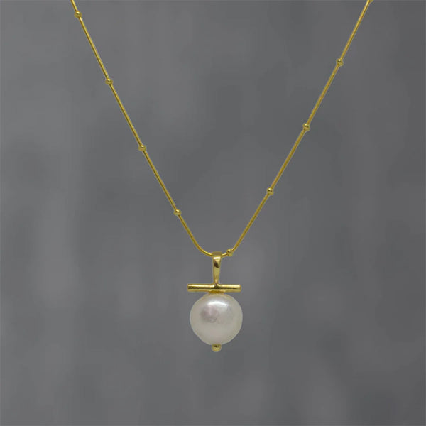 NP70 PLG GOLD AND PEARL NECKLACE WITH BAR