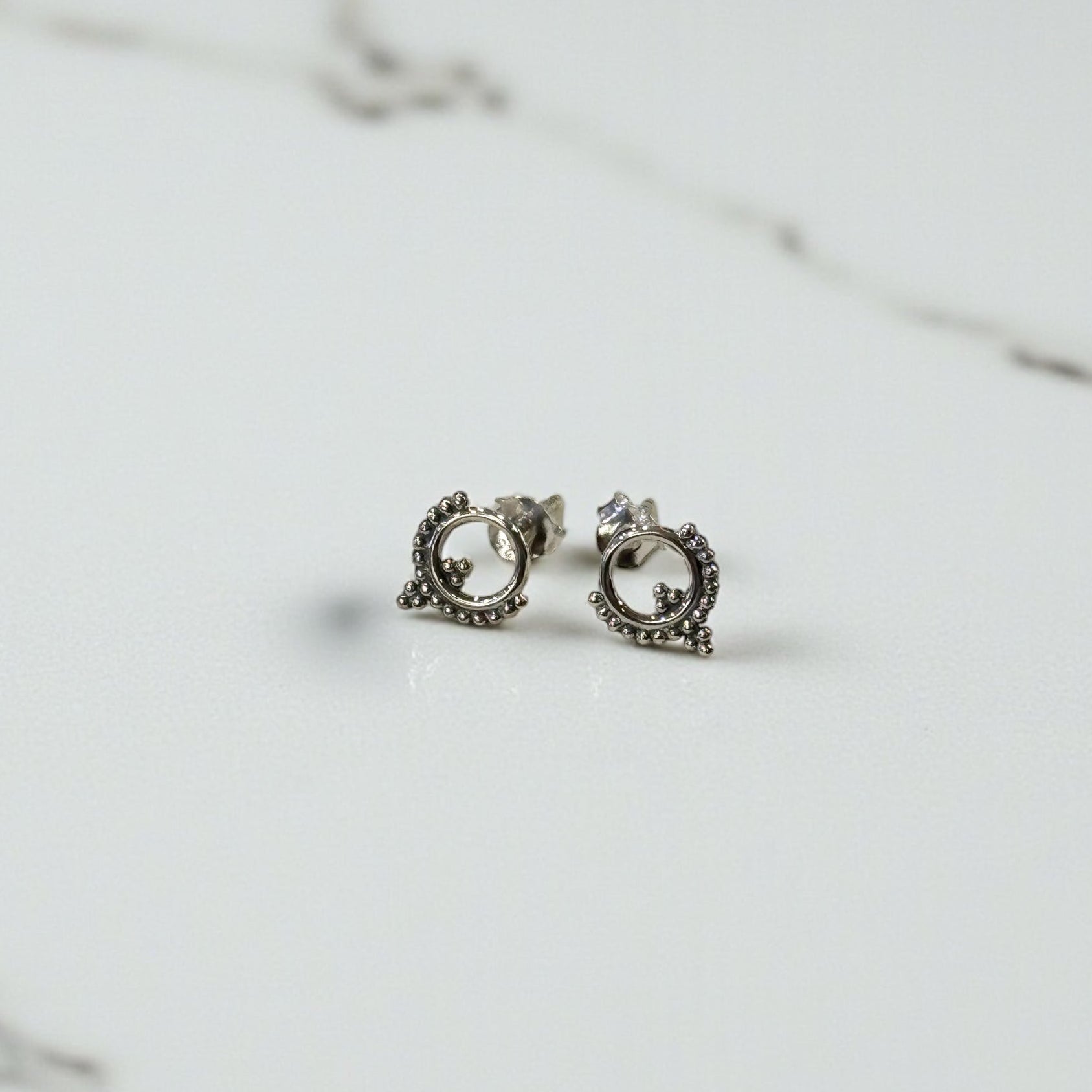 PL-174 Circle Detailed Stud Earrings Silver