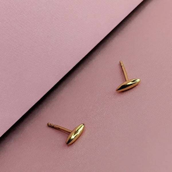 GOLD RICE GRAIN STUD EARRINGS SOH 1008