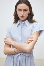 Load image into Gallery viewer, Suncoo Embroidered Dress Clark Striped Blue

