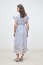 Load image into Gallery viewer, Suncoo Embroidered Dress Clark Striped Blue
