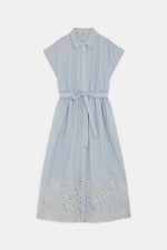 Load image into Gallery viewer, Suncoo Embroidered Dress Clark Striped Blue
