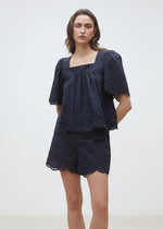 Load image into Gallery viewer, Suncoo Embroidered Blouse Lucy Bleu Nuit
