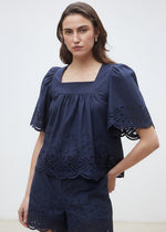 Load image into Gallery viewer, Suncoo Embroidered Blouse Lucy Bleu Nuit
