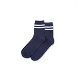Load image into Gallery viewer, BAMBOO ANKLE SOCKS NAVY AND WHITE STRIPE

