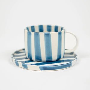 Monica Striped Cup and Saucer Blue