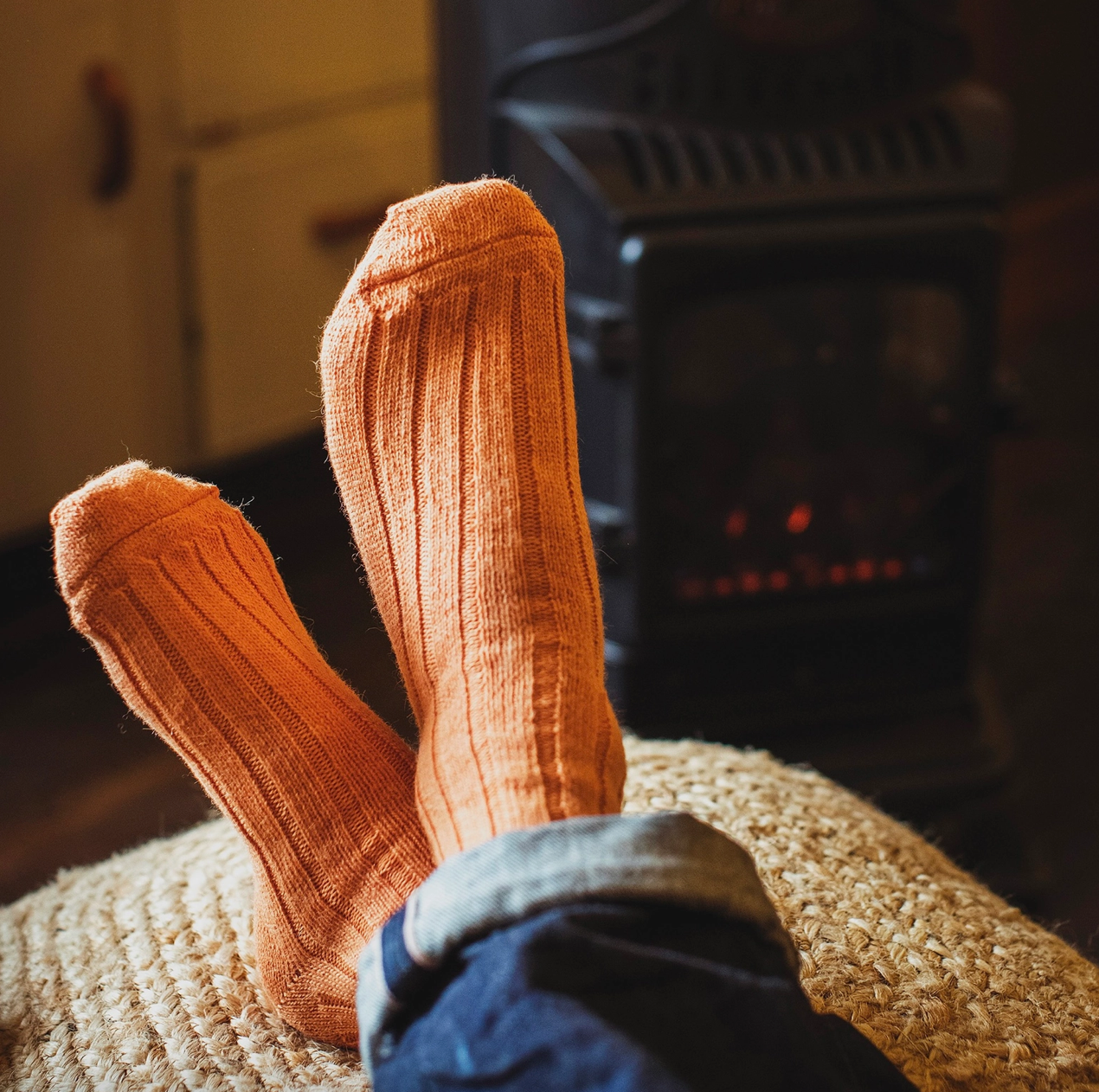 Alpaca Bed Socks Burnt Orange Size Small UK 4-7