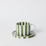 Load image into Gallery viewer, Monica Striped Cup and Saucer Green
