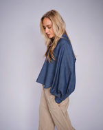 Load image into Gallery viewer, MosMosh Yen Denim Blouse Dark Blue
