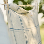 Load image into Gallery viewer, Tea Towel Ebbe Natural and Blue Line Check
