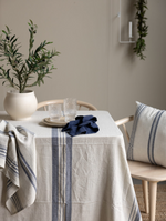 Load image into Gallery viewer, Karlevi Nature/Blue Table Cloth Recycled Cotton 250cm x 140cm

