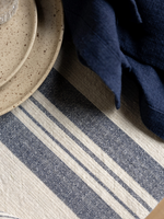 Load image into Gallery viewer, Karlevi Nature/Blue Table Cloth Recycled Cotton 250cm x 140cm
