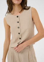 Load image into Gallery viewer, Part Two Azania Waistcoat Neutral Pinstripe

