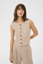 Load image into Gallery viewer, Part Two Azania Waistcoat Neutral Pinstripe
