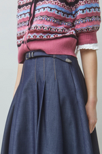 Load image into Gallery viewer, Suncoo Woven Denim Midi Skirt
