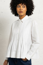 Load image into Gallery viewer, Suncoo Woven Pleat Blouse Loeli White
