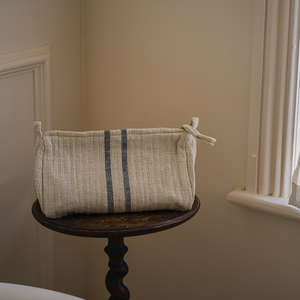 Linen Washbag Blue Stripe Large Small